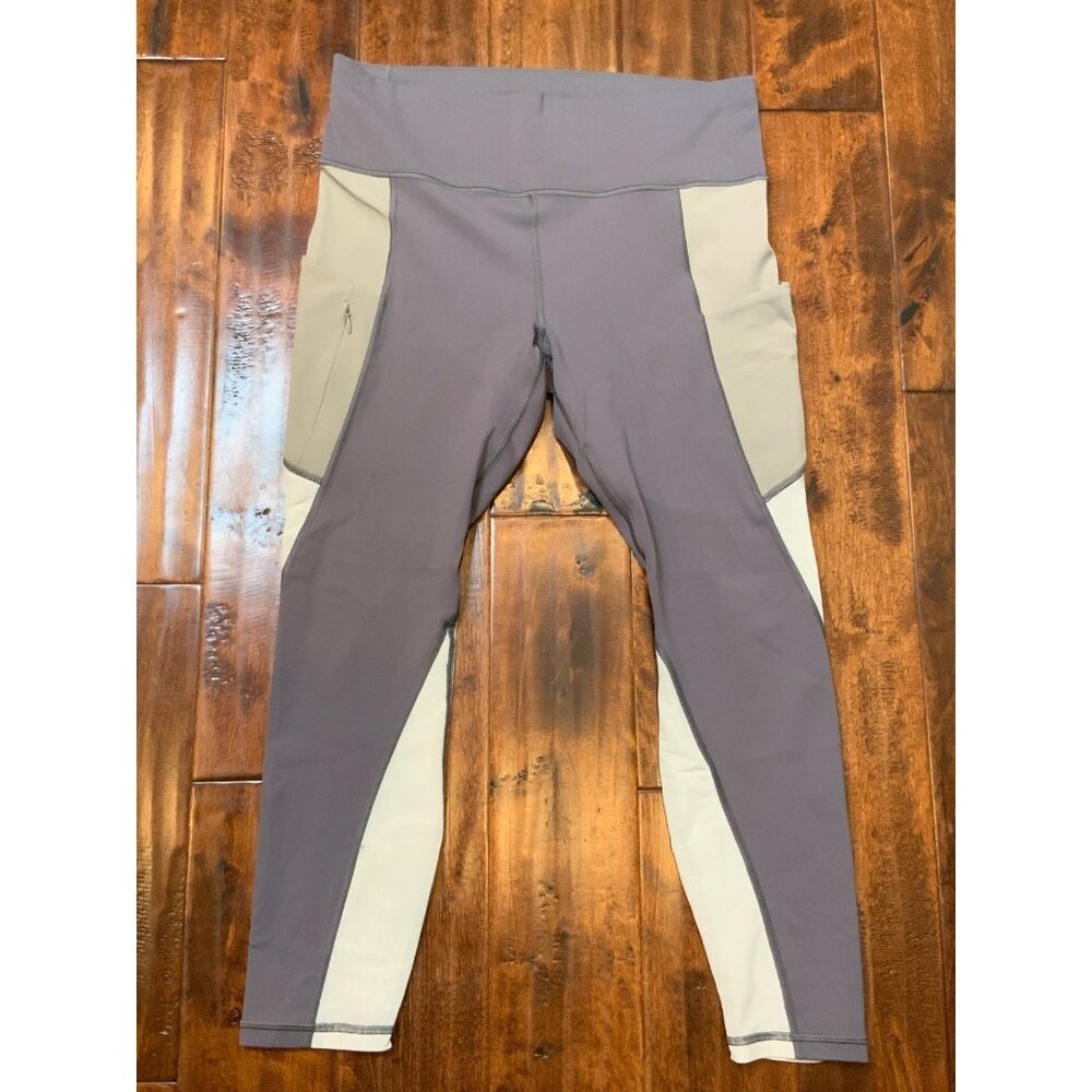 Athleta Gray Colorblock Athletic Yoga Leggings,  Size L